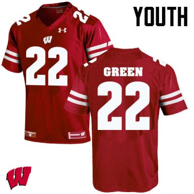 Youth Wisconsin Badgers NCAA #22 Cade Green Red Authentic Under Armour Stitched College Football Jersey GD31N55UZ